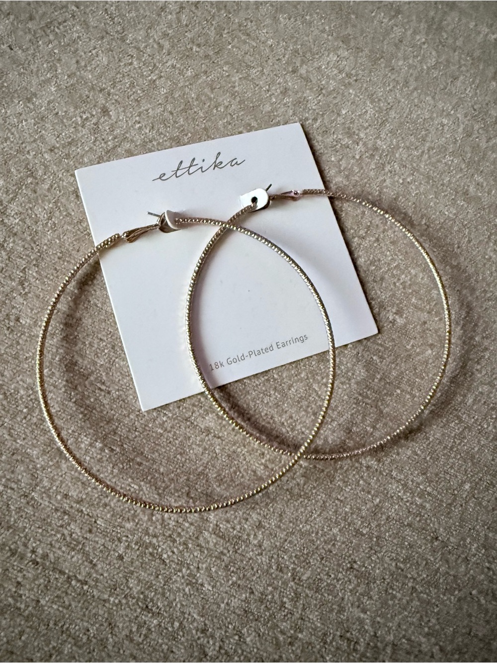 3.5” Textured Gold Hoops - New